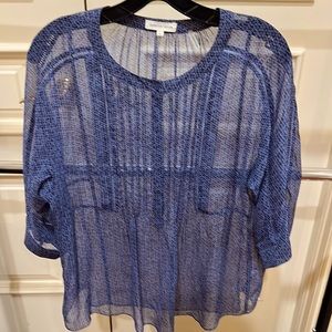 New without tags Rebecca Taylor sheer loose fitting elbow sleeve blouse.
